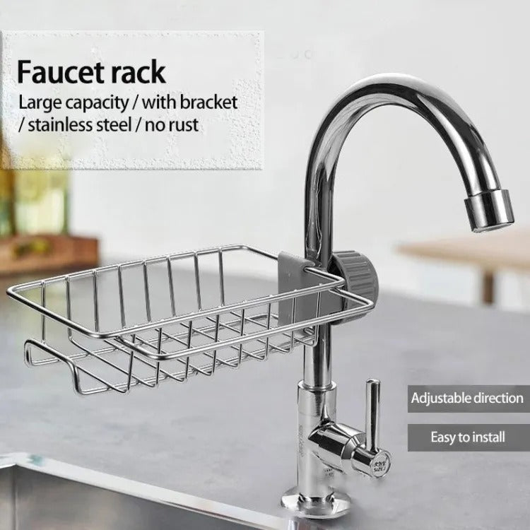 2 in 1 Kitchen Deal – Faucet Basket Sink Organizer & Kitchen Splash Guard | Sink Storage Rack | Water Splash Protector