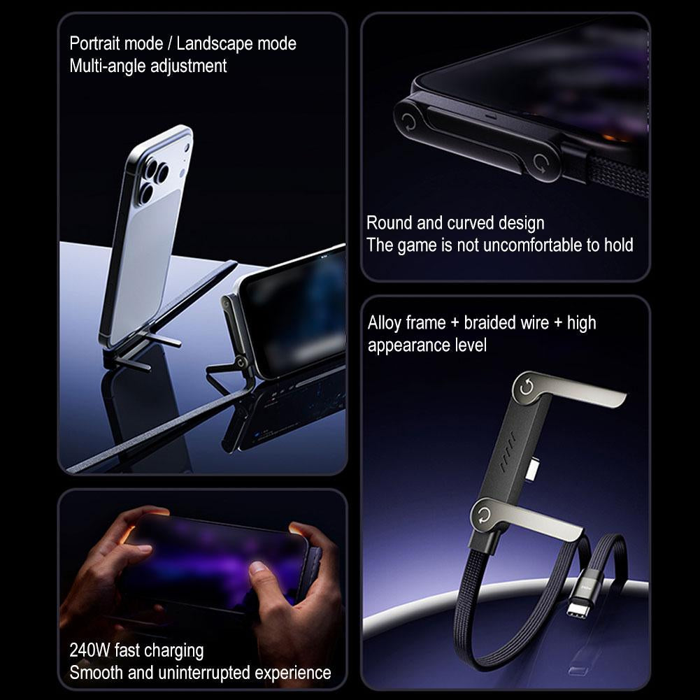 240W Type-C Fast Charging Cable & Double-Sided Silicone Suction Phone Holder β 2-Piece Mobile Essentials Set