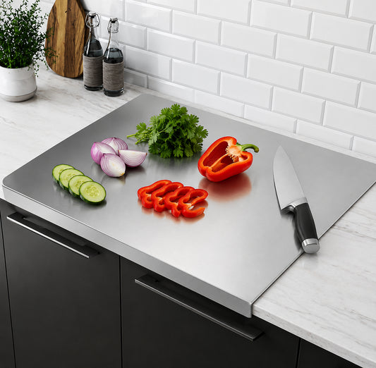Stainless Steel Cutting Board – Double-Sided Heavy Duty Chopping Board for Meat, Vegetables & Kitchen Food Preparation With Free Shipping