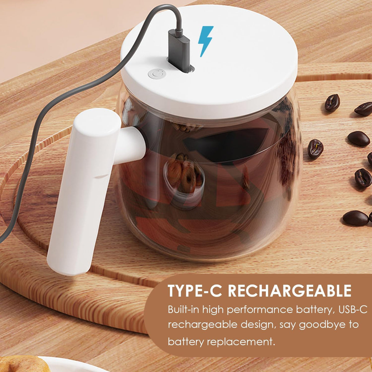 Automatic Coffee Mug with One-Touch Lid – 400ml Portable Self-Stirring Coffee Cup – Free Shipping