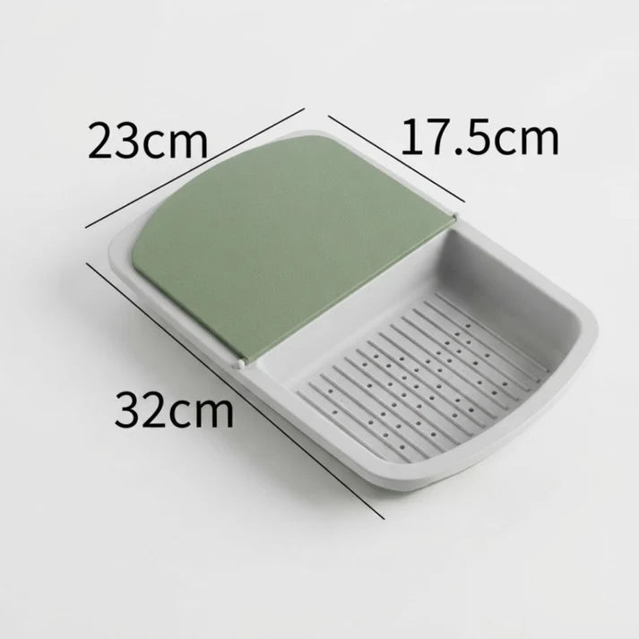 3 In 1 Plastic Chopping Board With Draining Basket & Flip Lid
