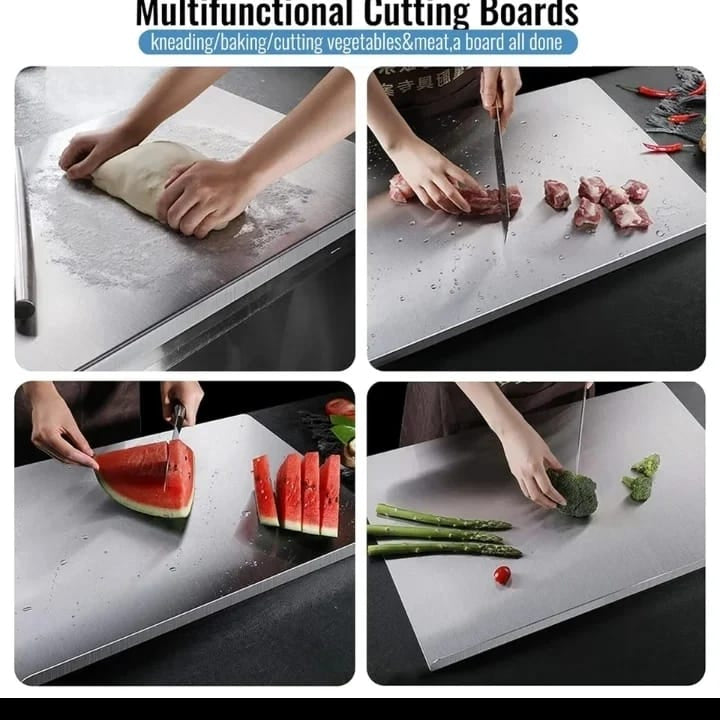 Stainless Steel Cutting Board – Double-Sided Heavy Duty Chopping Board for Meat, Vegetables & Kitchen Food Preparation With Free Shipping