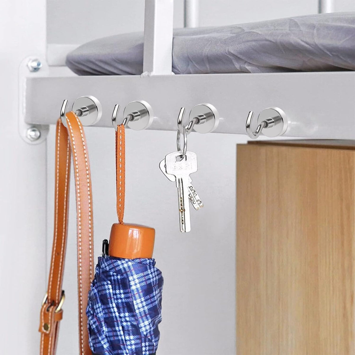 Pack of 4 Magnetic Hooks – Heavy Duty Metal Magnetic Hangers for Home, Kitchen & Storage