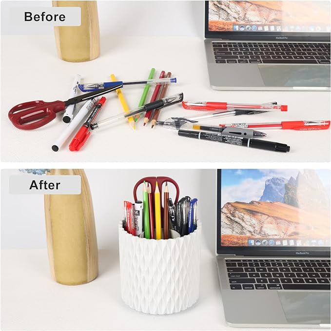 White Makeup Brush Holder Organizer – Cosmetic Storage Cup for Vanity & Dressing Table