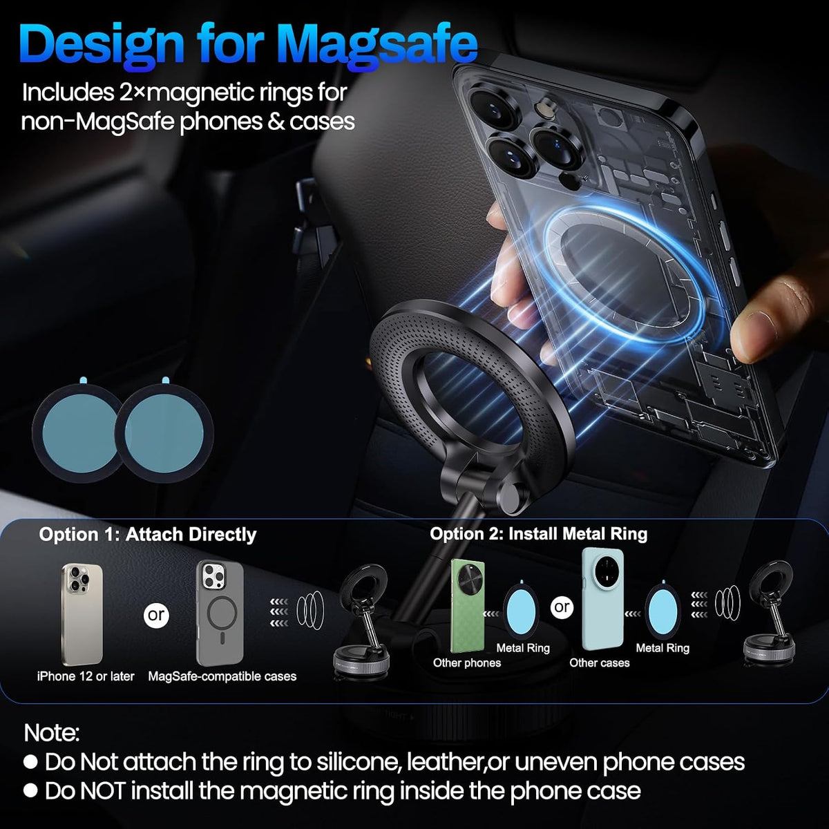 Magnetic Suction Mobile Holder + 60W Travel Cable Kit – 2-in-1 Deal
